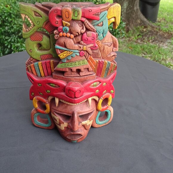 Totem Face Mask Hand Carved Wood